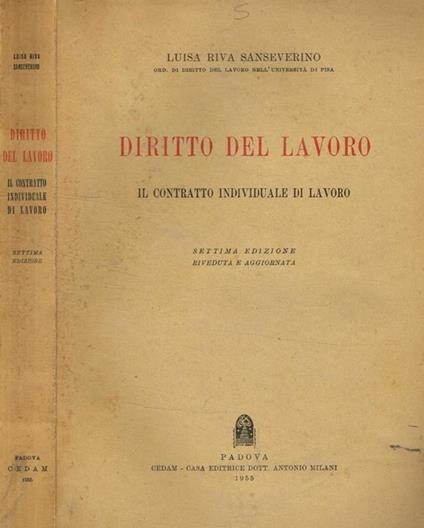 Diritto del lavoro - Luisa Riva Sanseverino - copertina