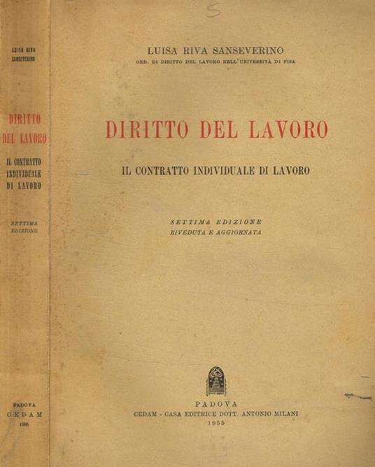Diritto del lavoro - Luisa Riva Sanseverino - copertina