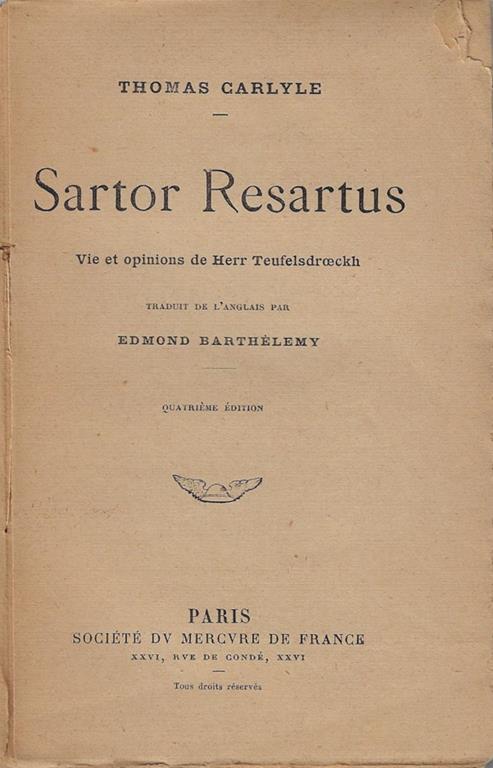 Sartor Resartus - Thomas Carlyle - copertina