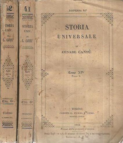 Storia Universale - Anno 1844 - Tomo XIV Parte I e II - Cesare Cantù - copertina