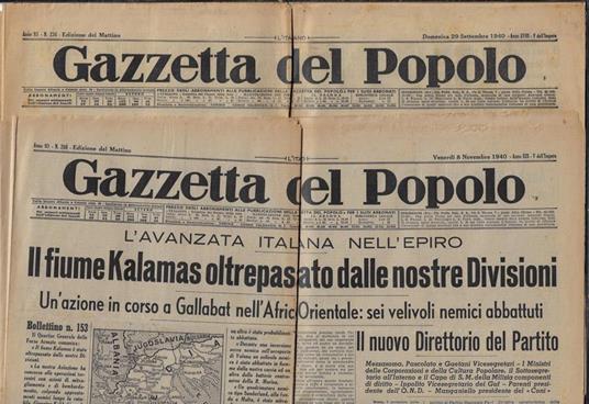 Gazzetta del popolo Anno 93 N. 234, 268 - copertina