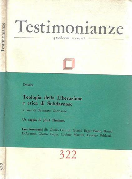 Testimonianze - quaderni mensili anno XXXIII, n. 2 - 1990 - copertina