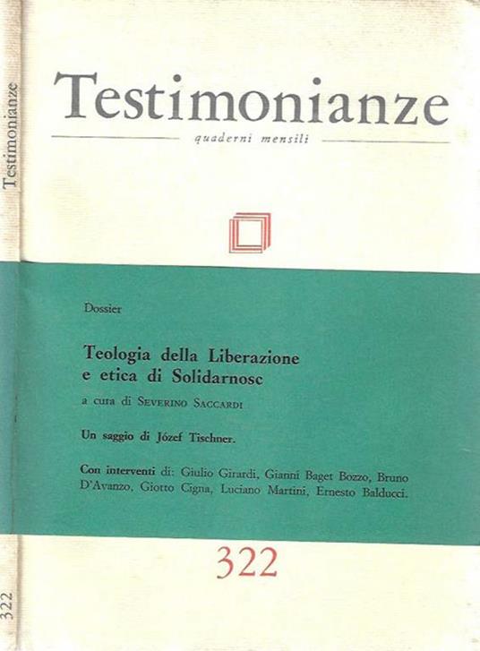 Testimonianze - quaderni mensili anno XXXIII, n. 2 - 1990 - copertina