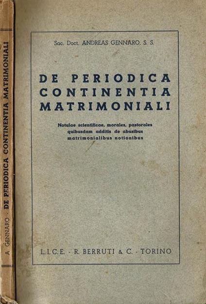 De Periodica continentia matrimoniali - copertina