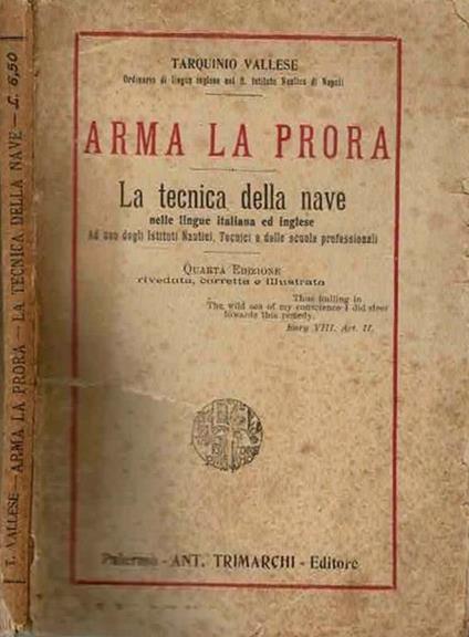 Arma la prora - Tarquinio Vallese - copertina