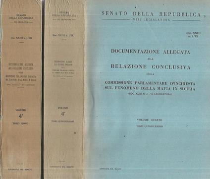 Documentazione allegata alla Relazione Conclusiva della Commissione Parlamentare d'Inchiesta sul fenomeno della mafia in Sicilia - copertina