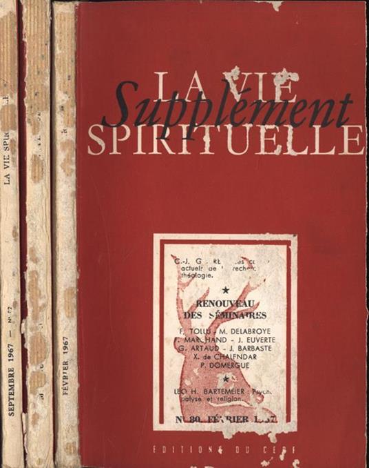 La vie spirituelle 1967 supplèment n. 80 - 81 - 82 - copertina