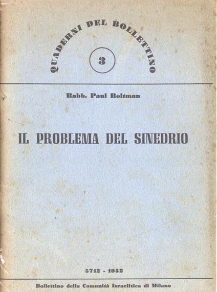 Il problema del Sinedrio - copertina