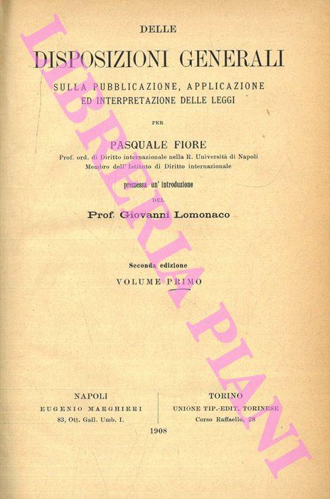 Delle disposizioni generali sulla pubblicazione, applicazione e interpretazione delle leggi