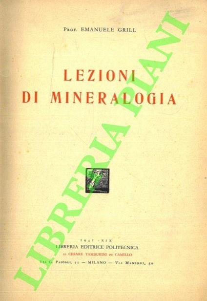 Lezioni di mineralogia - Emanuele Grill - copertina