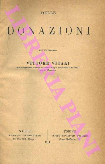 Delle donazioni - copertina