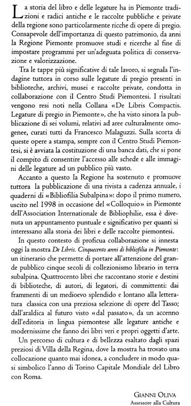 De Libris. Cinquecento Anni di Bibliofilia in Piemonte