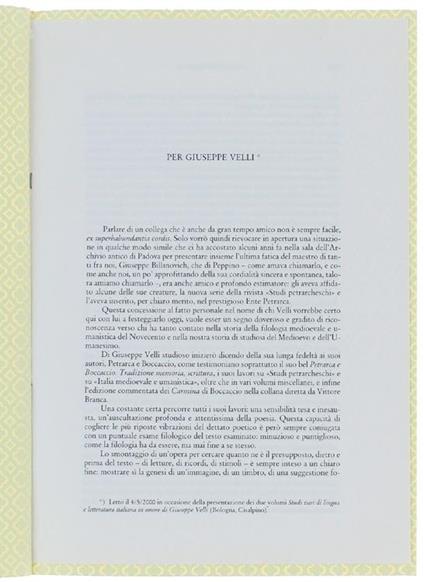 Per Giuseppe Velli - Violetta De Angelis - copertina