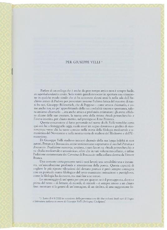 Per Giuseppe Velli - Violetta De Angelis - copertina