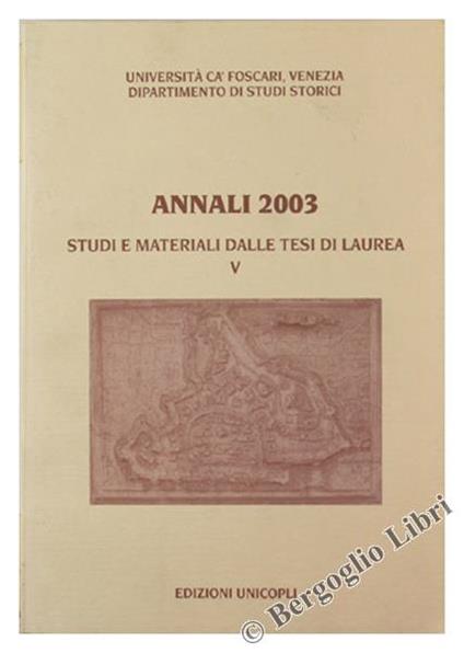 Annali 2003. Studi e Materiali Dalle Tesi di Laurea - copertina