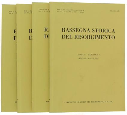 Rassegna Storica Del Risorgimento. Annata Completa 2003 (Anno Lxxxviii) - copertina