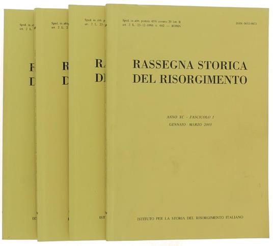 Rassegna Storica Del Risorgimento. Annata Completa 2003 (Anno Lxxxviii) - copertina