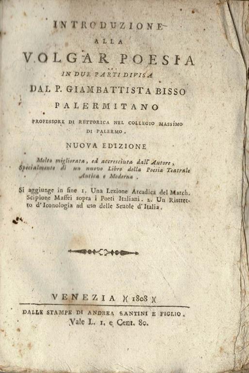 Introduzione alla Volgar Poesia - copertina