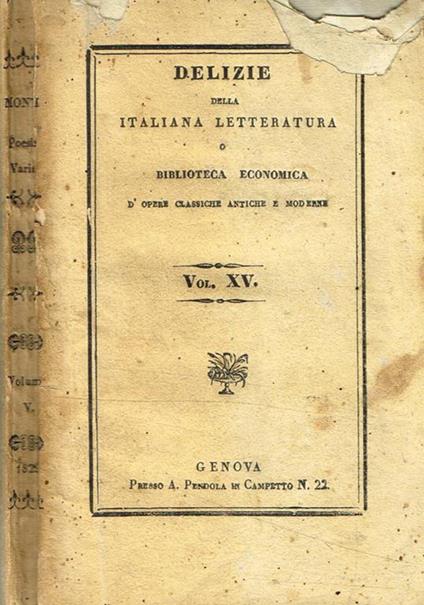 Poesie del Cavaliere Vincenzo Monti tratte dall'edizione di Bologna 1821. Vol.IV - copertina