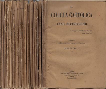 La Civiltà Cattolica Anno decimosesto quaderno 355, 356, 357, 358, 359, 360, 361, 362, 363, 364, 366, 371, 373, 374, 375, 376 - copertina