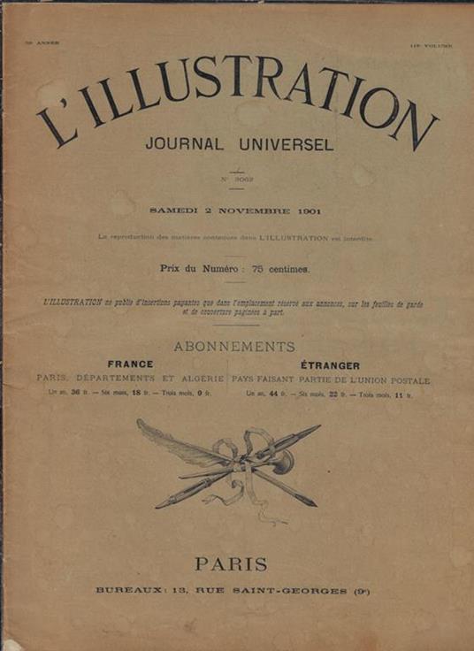 L' Illustration N° 3062 Anno 59° 1901. Journal universel - copertina