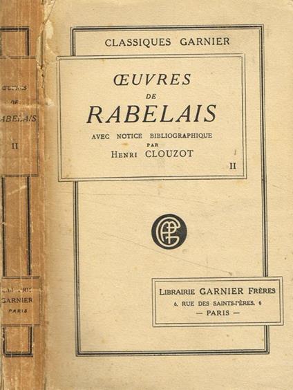 Oeuvres de Rabelais vol.II - copertina