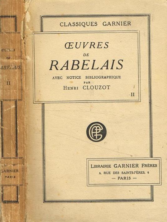Oeuvres de Rabelais vol.II - copertina