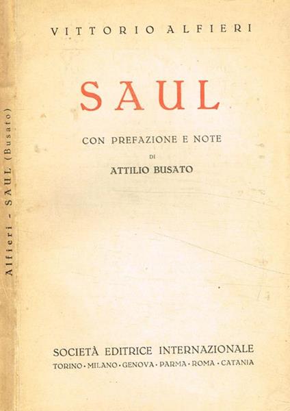 Saul. Tragedia in cinque atti - copertina