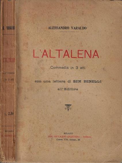 L' altalena. Commedia in 3 atti - copertina