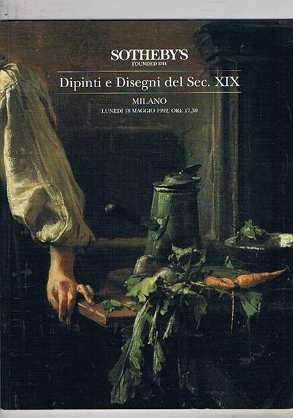 Dipinti e disegni del sec. XIX. Asta tenuta a Milano nel maggio 1992 - copertina