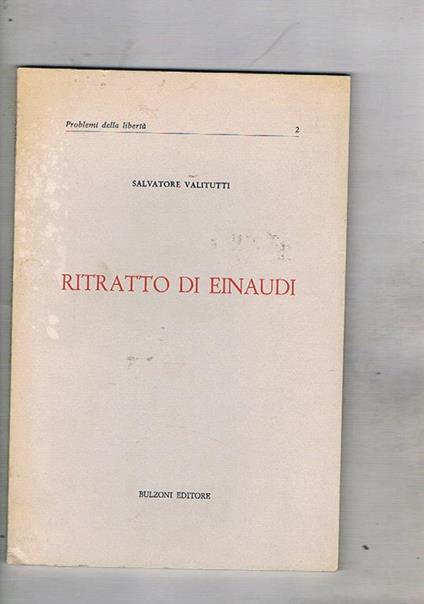 Ritratto di Einaudi - Salvatore Valitutti - copertina