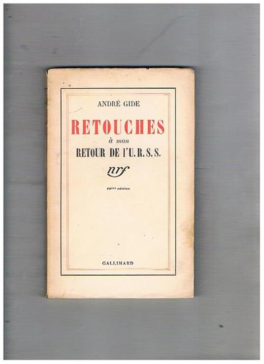 Retouhes à mon retour de l'U.R.S.S - André Gide - copertina