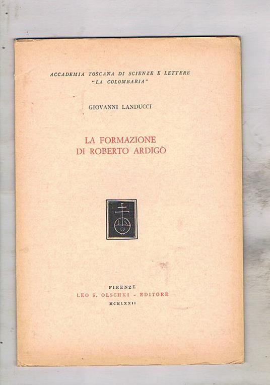 La formazione di Roberto Ardigò. Estratto - Giovanni Landucci - copertina