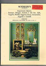 Importanti dipinti, stampe, disegni antichi e del sec. XIX, tappeti, mobili, oggetti d'arte, ceramiche, argenti e gioielli. Asta del settembre 1987