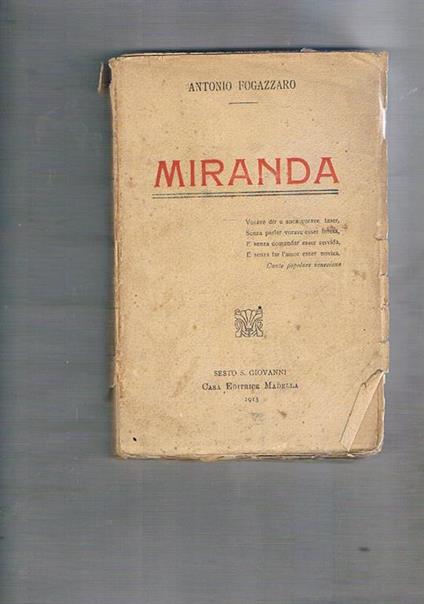 Miranda - Antonio Fogazzaro - copertina