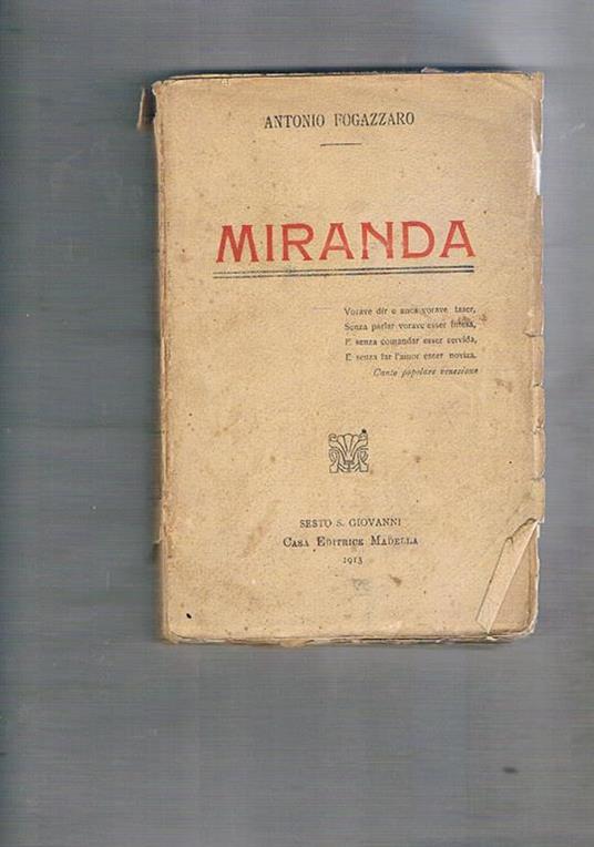 Miranda - Antonio Fogazzaro - copertina