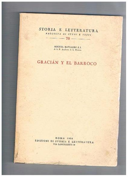 Graciàn y el Barroco - Miguel Batllori - copertina