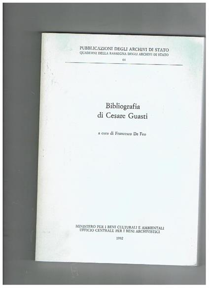 Bibliografia di Cesare Guasti - copertina