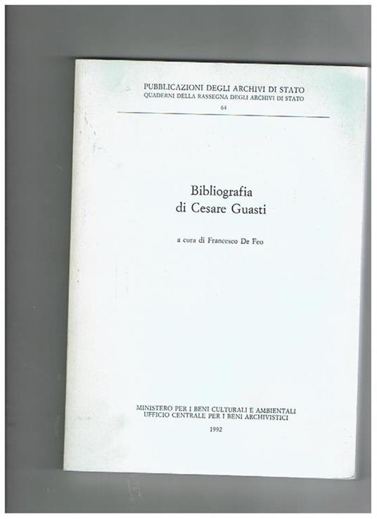Bibliografia di Cesare Guasti - copertina