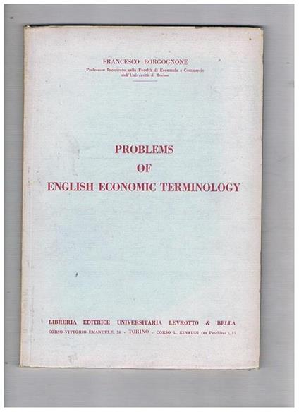Problems of English Economic Terminology - Francesco Borgognone - copertina