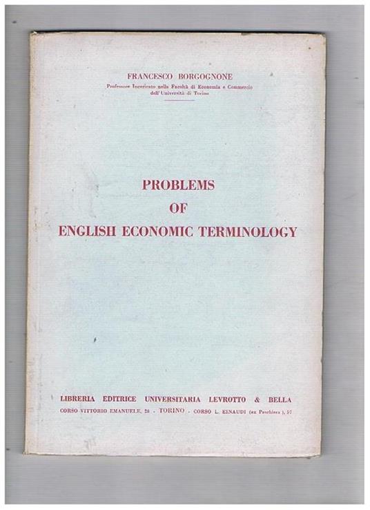 Problems of English Economic Terminology - Francesco Borgognone - copertina