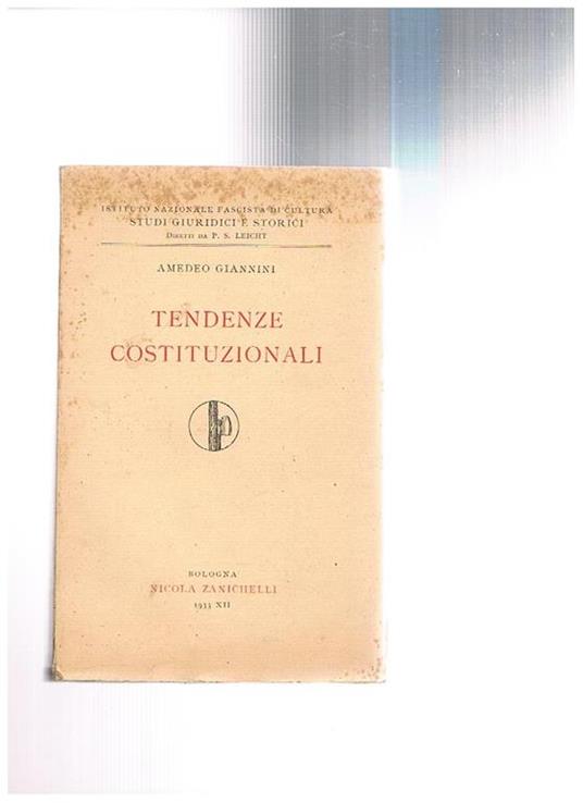 Tendenze costituzionali - Amedeo Giannini - copertina