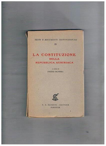La costituzione della repubblica austriaca - copertina