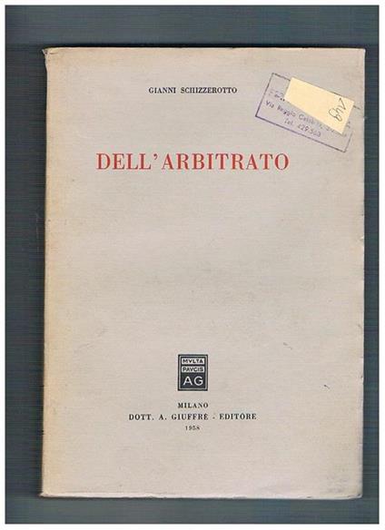 Dell'arbitrato - Gianni Schizzerotto - copertina