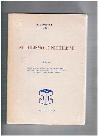 Nichilismo e Nichilismi. N° 2-3 monografico del 1981 della rivista trimestrale Riscontri - copertina