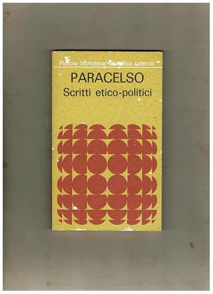 Scritti etico-politici, a cura di Nicolao Merker - Paracelso - copertina