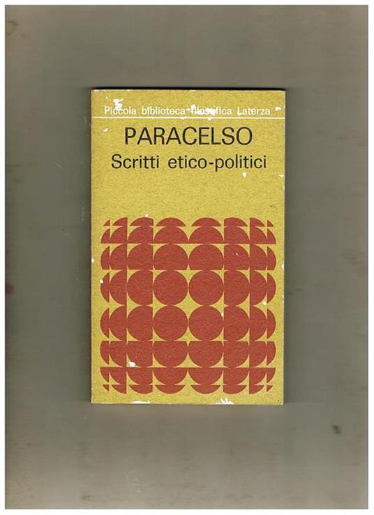 Scritti etico-politici, a cura di Nicolao Merker - Paracelso - copertina