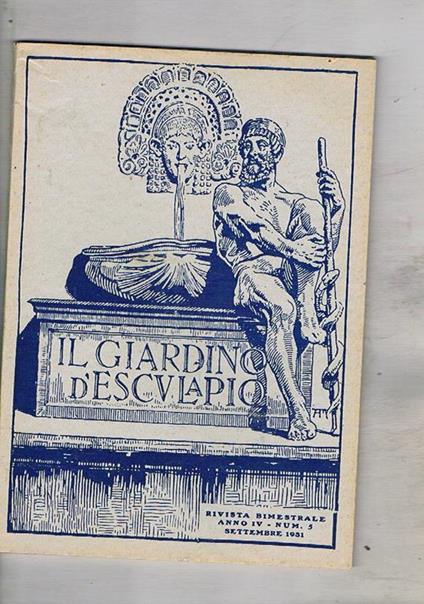 Il giardino di Esculapio, rivista bimestrale della Roche n° 5 del 1931. Il cardinal Federico Borromeo nel 3° centenario della sua morte un'altra peste e un altro narratore, nel 2° centenario della morte di daniele Defoe ecc - copertina