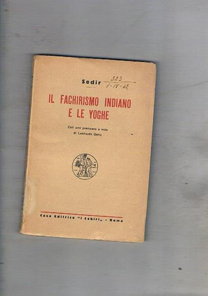 Il fachirismo Indiano e le Yoghe - Sedir - copertina