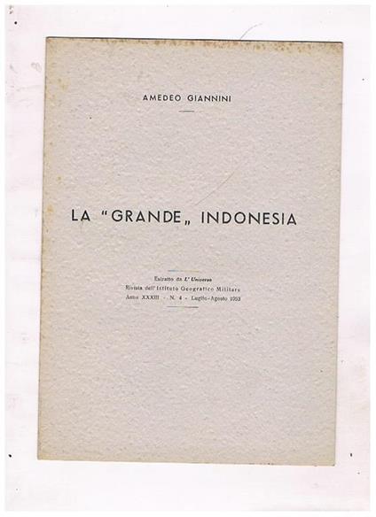 La grande Indonesia. Estratto - Amedeo Giannini - copertina